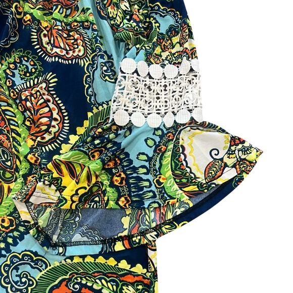 Win Win Womens Small Medium Multicolor Paisley Boho Pinwheel Sleeve Tunic Top - Picture 3 of 7